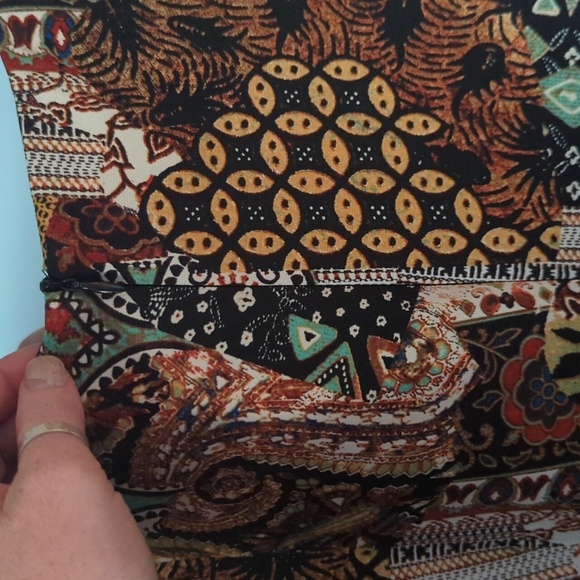 NWT Roz & Ali 3/4 Sleeve Fit & Flare Patchwork Dress - Picture 8 of 10